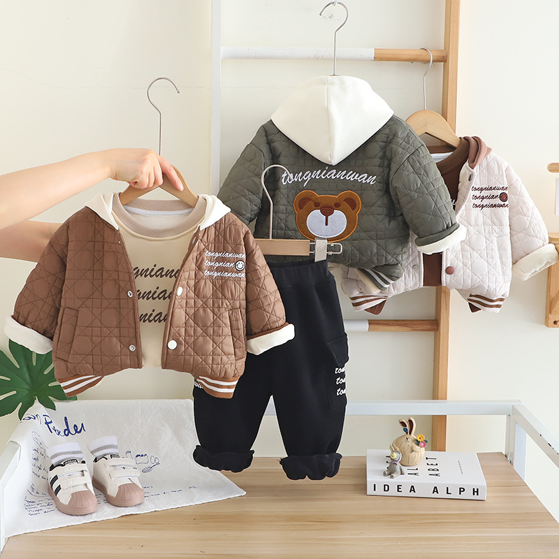 Toddler Boy Winter Fleece Jacket - 2025 겨울 어린이 남아 3피스 세트