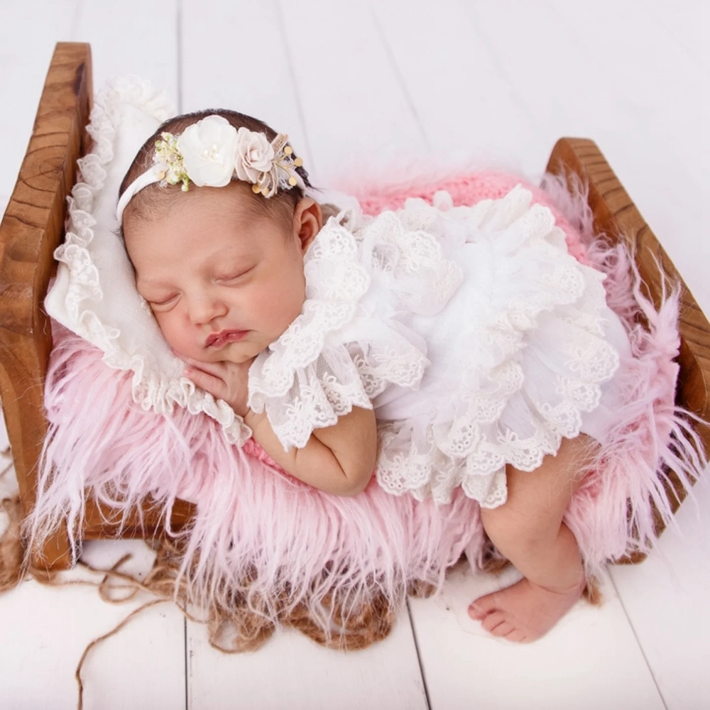 Newborn Baby Girl Romper Floral - 신생아 사진 소품 소녀 레이스 롬퍼