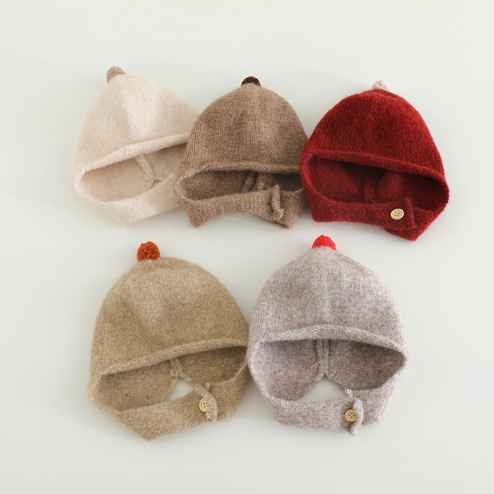 Infant Beanie Hat With Ears - 겨울 니트 아기 귀마개 모자 귀여운