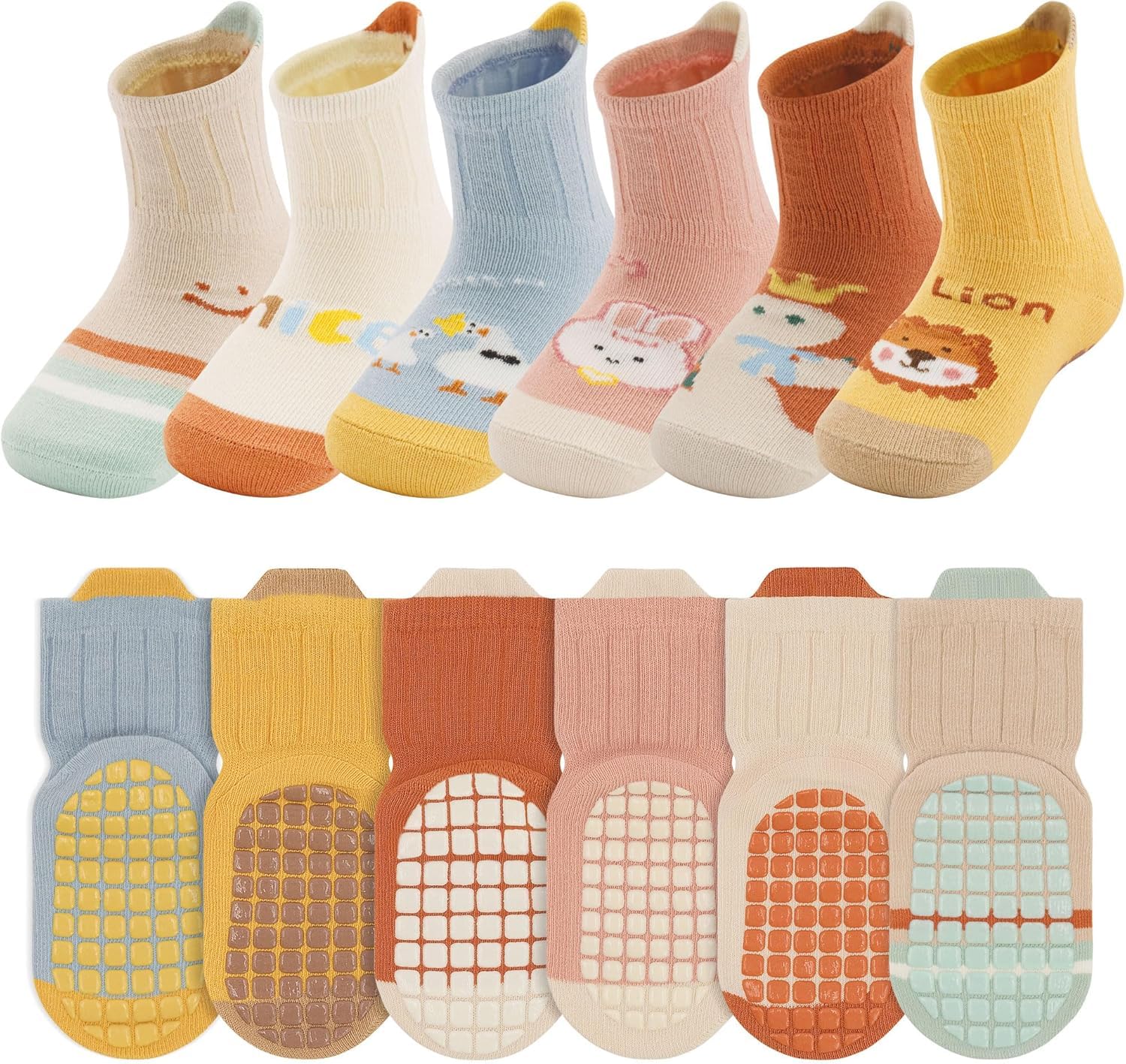 Unisex Baby Socks Non Slip - 유아용 논슬립 양말, 만화 동물 귀여운