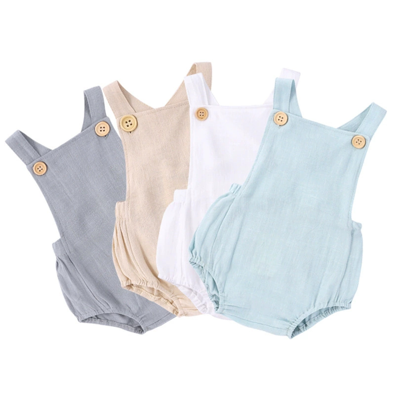 Baby Summer Linen Sleeveless Jumpsuit - 2025 여름 신생아 남아 여아 롬퍼