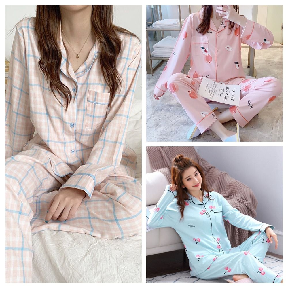 긴팔 여성용 투피스 잠옷 루즈핏 면 소재 파자마 세트  - Maternity Wear 리뷰 및 가격