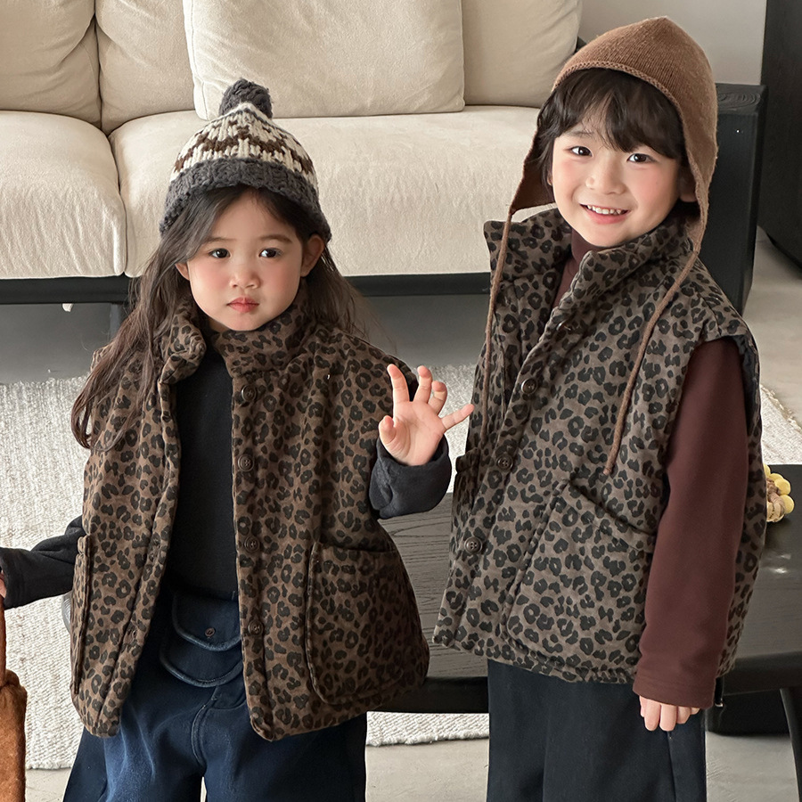 어린이 레오파드 프린트 패딩 조끼 겨울용 민소매 재킷  - Toddler Boy Winter Fleece Jacket 리뷰 및 가격