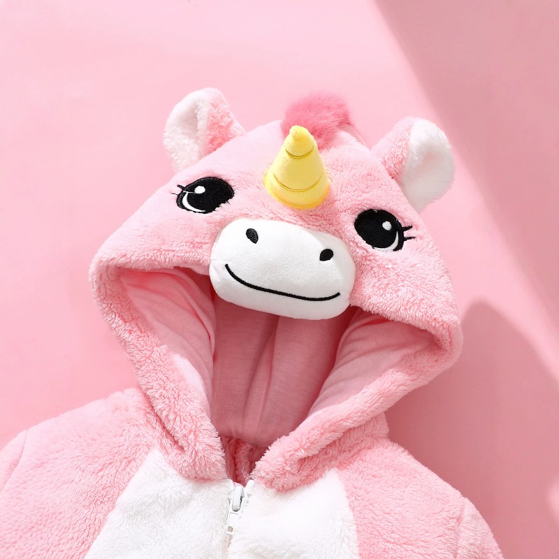 신생아용 핑크 유니콘 롬퍼 지퍼 후드 바디수트 만화 동 - Cotton Baby Onesies Zipper 리뷰 및 가격